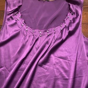 Elie Tahari fuschia silk tank with studded detail